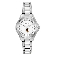 Women's Bulova Silver Wyoming Cowboys Stainless Steel Classic Sport Watch