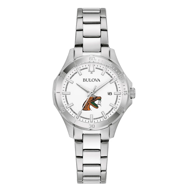 Women's Bulova Silver Florida A&M Rattlers Stainless Steel Classic Sport Watch