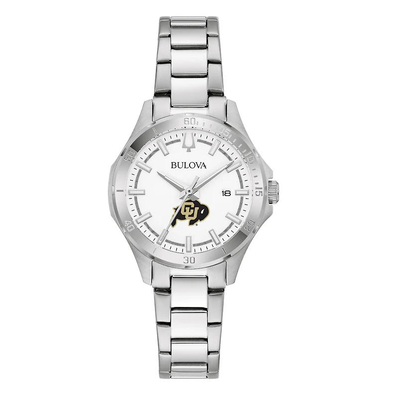 Women's Bulova Silver Colorado Buffaloes Stainless Steel Classic Sport Watch