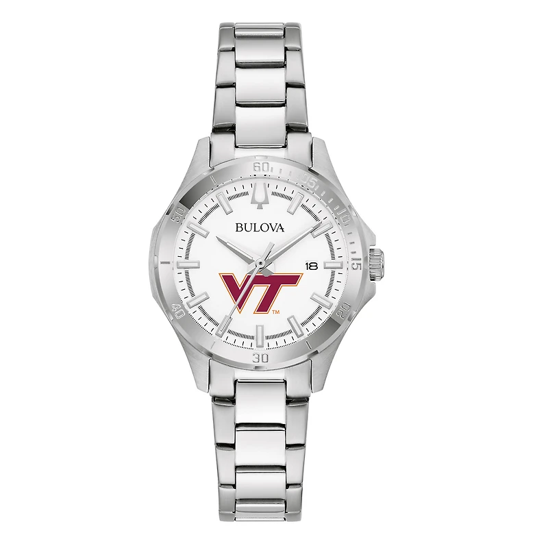Women's Bulova Silver Virginia Tech Hokies Stainless Steel Classic Sport Watch