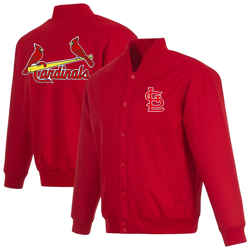 Men's JH Design Red St. Louis Cardinals Full-Snap Pollytwill Varsity Jacket