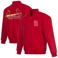 Men's JH Design Red St. Louis Cardinals Full-Snap Pollytwill Varsity Jacket