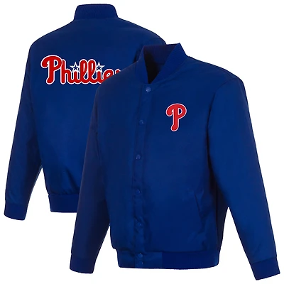 Men's JH Design Royal Philadelphia Phillies Full-Snap Pollytwill Varsity Jacket