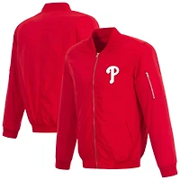 Men's JH Design Red Philadelphia Phillies Full-Zip Nylon Bomber Jacket