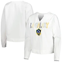 Women's Concepts Sport  White LA Galaxy Sunray Notch Neck Long Sleeve Top