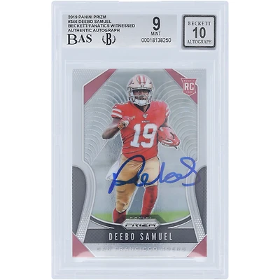 Deebo Samuel San Francisco 49ers Autographed 2019 Panini Prizm #346 Beckett Fanatics Witnessed Authenticated 9/10 Rookie Card