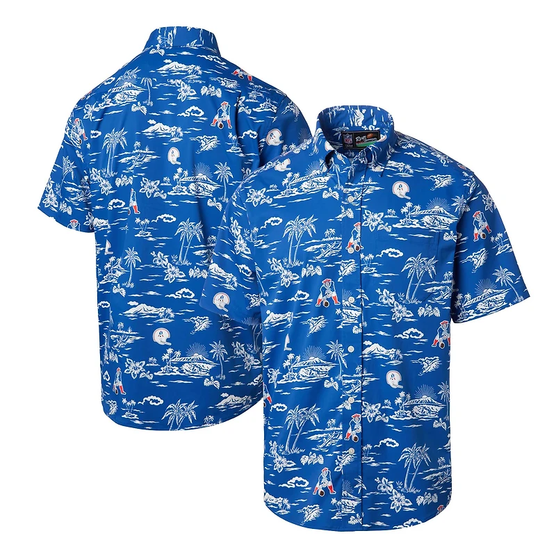 Men's Reyn Spooner Royal New England Patriots Throwback Kekai Print Button-Up Shirt