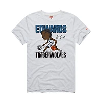 Men's Homage Anthony Edwards Ash Minnesota Timberwolves Caricature Tri-Blend T-Shirt