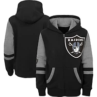 Youth Black Las Vegas Raiders Colorblock Full-Zip Hoodie