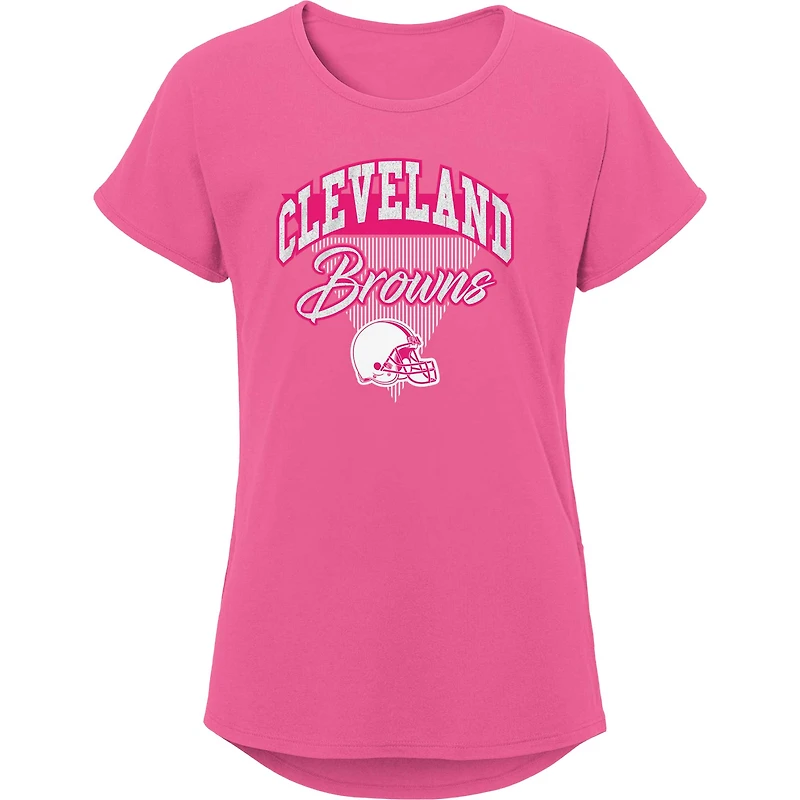 Girls Youth Pink Cleveland Browns Playtime Dolman T-Shirt