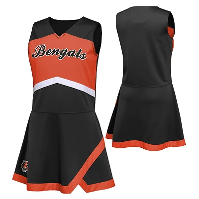 Girls Preschool Black Cincinnati Bengals Two-Piece Cheer Captain Jumper Dress with Bloomers Set