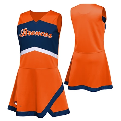 Girls Preschool Orange Denver Broncos Two-Piece Cheer Captain Jumper Dress with Bloomers Set