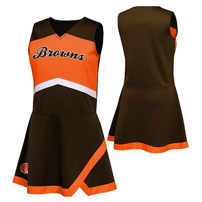 Girls Preschool Brown Cleveland Browns Two-Piece Cheer Captain Jumper Dress with Bloomers Set