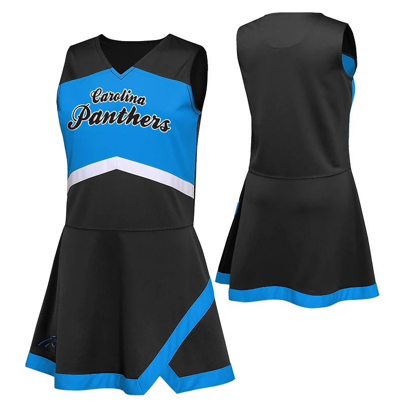 Girls Preschool Black Carolina Panthers Two-Piece Cheer Captain Jumper Dress with Bloomers Set