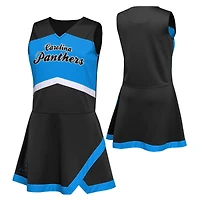 Girls Preschool Black Carolina Panthers Two-Piece Cheer Captain Jumper Dress with Bloomers Set