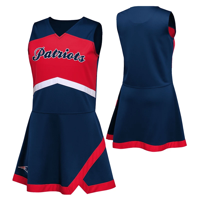 Girls Preschool Navy New England Patriots Two-Piece Cheer Captain Jumper Dress with Bloomers Set