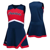 Girls Preschool Navy New England Patriots Two-Piece Cheer Captain Jumper Dress with Bloomers Set