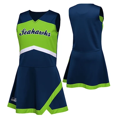 Girls Preschool Navy Seattle Seahawks Two-Piece Cheer Captain Jumper Dress with Bloomers Set