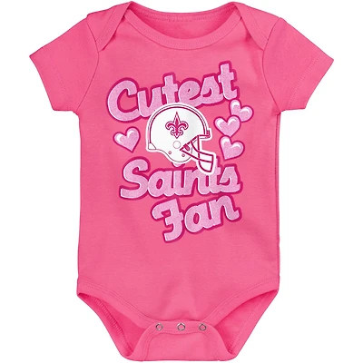 Girls Newborn & Infant Pink New Orleans Saints Cutest Fan Hearts Bodysuit