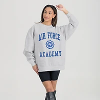 Women's Gameday Couture Steel Air Force Falcons Oversized Good Vibes Premium Fleece Drop Shoulder Pullover Sweatshirt