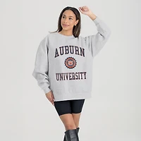 Women's Gameday Couture Steel Auburn Tigers Oversized Good Vibes Premium Fleece Drop Shoulder Pullover Sweatshirt