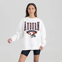 Women's Gameday Couture White Auburn Tigers Oversized Good Vibes Premium Fleece Drop Shoulder Pullover Sweatshirt