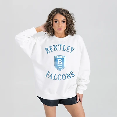 Women's Gameday Couture White Bentley Falcons Oversized Good Vibes Premium Fleece Drop Shoulder Pullover Sweatshirt