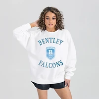 Women's Gameday Couture White Bentley Falcons Oversized Good Vibes Premium Fleece Drop Shoulder Pullover Sweatshirt