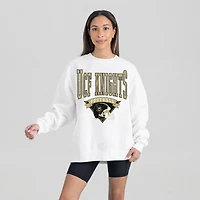 Women's Gameday Couture White UCF Knights Oversized Good Vibes Premium Fleece Drop Shoulder Pullover Sweatshirt