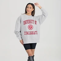 Women's Gameday Couture Steel Cincinnati Bearcats Oversized Good Vibes Premium Fleece Drop Shoulder Pullover Sweatshirt