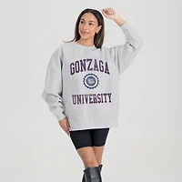 Women's Gameday Couture Steel Gonzaga Bulldogs Oversized Good Vibes Premium Fleece Drop Shoulder Pullover Sweatshirt