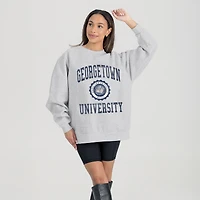 Women's Gameday Couture Steel Georgetown Hoyas Oversized Good Vibes Premium Fleece Drop Shoulder Pullover Sweatshirt