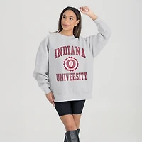 Women's Gameday Couture Steel Indiana Hoosiers Oversized Good Vibes Premium Fleece Drop Shoulder Pullover Sweatshirt