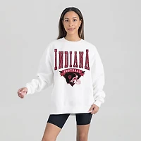 Women's Gameday Couture White Indiana Hoosiers Oversized Good Vibes Premium Fleece Drop Shoulder Pullover Sweatshirt