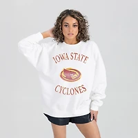 Women's Gameday Couture White Iowa State Cyclones Oversized Good Vibes Premium Fleece Drop Shoulder Pullover Sweatshirt