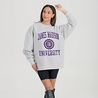 Women's Gameday Couture Steel James Madison Dukes Oversized Good Vibes Premium Fleece Drop Shoulder Pullover Sweatshirt