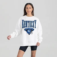 Women's Gameday Couture White Kentucky Wildcats Oversized Good Vibes Premium Fleece Drop Shoulder Pullover Sweatshirt