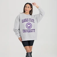 Women's Gameday Couture Steel Kansas State Wildcats Oversized Good Vibes Premium Fleece Drop Shoulder Pullover Sweatshirt