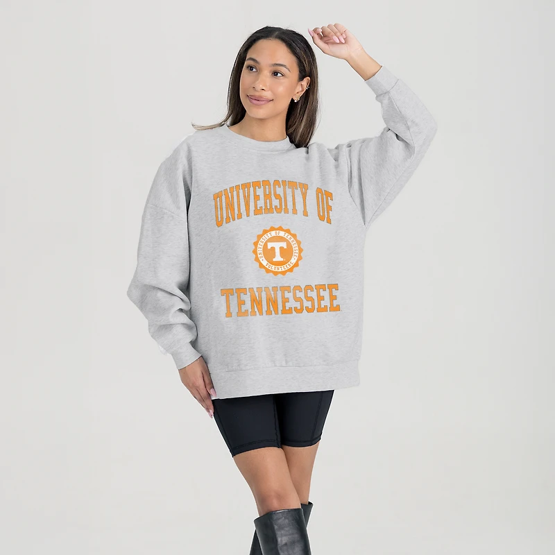 Women's Gameday Couture Steel Tennessee Volunteers Oversized Good Vibes Premium Fleece Drop Shoulder Pullover Sweatshirt