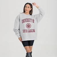 Women's Gameday Couture Steel South Carolina Gamecocks Oversized Good Vibes Premium Fleece Drop Shoulder Pullover Sweatshirt