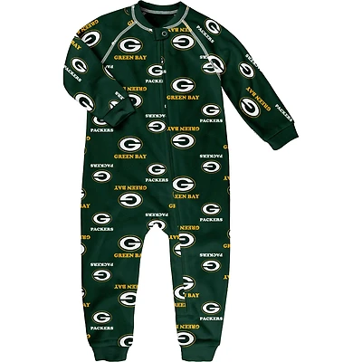 Toddler Green Bay Packers Allover Print Raglan Full-Zip Jumper
