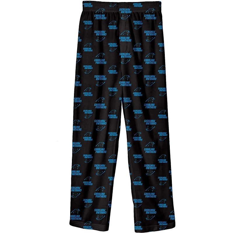 Youth Black Carolina Panthers Team Color Printed Pajama Pants