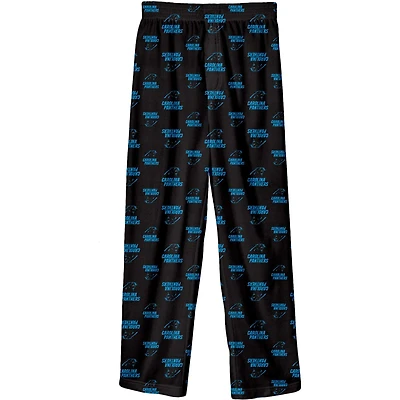 Youth Black Carolina Panthers Team Color Printed Pajama Pants
