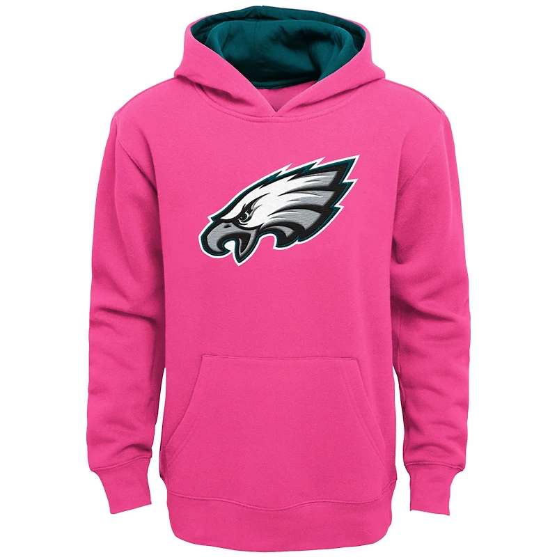Girls Youth Pink Philadelphia Eagles Prime Pullover Hoodie