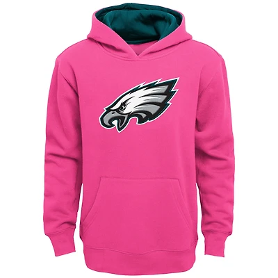Girls Youth Pink Philadelphia Eagles Prime Pullover Hoodie