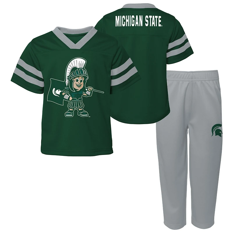 Infant Green Michigan State Spartans Two-Piece Red Zone Jersey & Pants Set