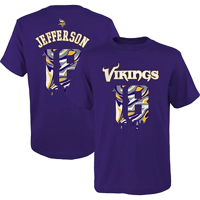 Youth Justin Jefferson Purple Minnesota Vikings Mainliner Drip Player Name & Number T-Shirt