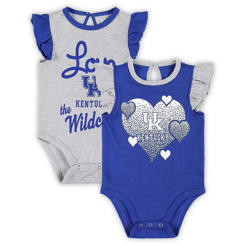 Girls Newborn & Infant Royal/Heather Gray Kentucky Wildcats Spread the Love 2-Pack Bodysuit Set