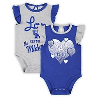 Girls Newborn & Infant Royal/Heather Gray Kentucky Wildcats Spread the Love 2-Pack Bodysuit Set