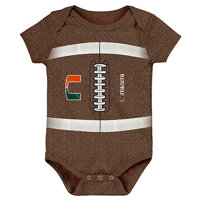 Newborn & Infant Brown Miami Hurricanes Catch Me Football Bodysuit